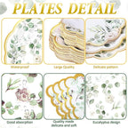 452 Pcs Sage Green Baby Shower Party Decorations for 50, Eucalyptus Leaves Paper Plates Napkins Cups Tablecloth Cutlery Straws for Bridal Baby Shower Birthday Woodland Party Supplies