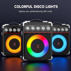 Karaoke Machine with 2 Microphones: HWWR Portable Karaoke Machine for Adults Kids, Party Bluetooth Speaker with Bass/Treble Adjustment, PA System with Remote Control/LED Lights, Support REC/USB/AUX