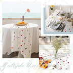 3PCS Lvory Floral Table Runner 10 FT, Embroidery Daisy Table Runners Seasonal Sheer Tulle Table Runner for Thanksgiving Wedding Birthday Baby Shower Party ﻿