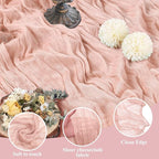 Asee'm 4pcs Cheesecloth Table Runner 120 Inches Dusty Pink Boho Gauze Cheese Cloth Runner 10FT Rustic Sheer Table Runners for Summer Wedding Baby Shower Holiday Party Decoration
