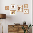 6x6 Picture Frame Set of 4 with Real Glass, Rustic Brown Frames Display 4x4 Picture with Mat or 6 x 6 Without Mat, Square Wood Photo Frame for Wall Mount and Tabletop Display