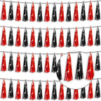 4P Black red Foil Fringe Tassel Banner Garland Metallic Tinsel Streamers Wall Hanging Curtain Backdrop Banner for Parade Floats, 2024 Graduation Decorations, Father's Day Party Decoration