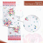 Maison d' Hermine Table Runner 100% Cotton Double Layer Table Runners 108 inches Long Decorative for Home Kitchen Dining Party Wedding Bridal Shower Spring Summer (Rose Garden, 14.50" x 108")