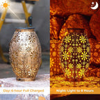 Solar Lanterns Outdoor Waterproof - 2 Pack Hanging Solar Lights Outdoor, Halloween Decorative Retro Metal Lanterns with Handles for Yard, Patio, Tabletop, Pathway, Gardening Gifts for Women Men