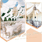 6 Panels White Ceiling Drapes for Wedding 5ftx40ft Sheer Drapery Chiffon Fabric Arch Draping Curtains for Party Ceremony Birthday Baby Shower Reception Stage Ceiling Decorations