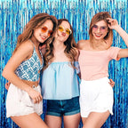 6 Pack Lake Blue Foil Fringe Curtains Backdrop, 3.28 x 8.2 Ft Metallic Streamers Tinsel Curtains Background for Photo Booth, Birthday, Weddings, Carnivals, Graduation, Themed Party Decorations