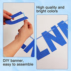BEISHIDA 116 PCS A-Z Glitter Blue DIY Letter Banner Kit Make Your Own Banner，Including 111 Letters and Numbers 3 Rope and 2 Threading Device,Customized for Birthday Graduation Wedding Party Decor