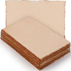 Wanderings Handmade Antique Deckle Edge Blank Cards - 4"x6" Package of 50 - Mixed Media Cards for Announcements Invitations Crafts - Thick Deckled Edge Paper 150 GSM Recycled Paper