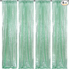 Poise3EHome Mint Green Sequin Backdrop Curtain,4 Panels 2FTx8FT Glitter Background for Party Birthday Party Baby Shower Wedding Christmas Thanksgiving Halloween Holiday Festival Decor