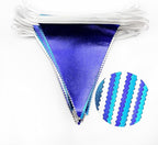 Navy Blue Silver Party Decorations Metallic Fabric Triangle Pennant Banner Flag Bunting Garland for Graduation Birthday Retirement Wedding Bachelorette Nautical Ahoy Achor Outdoor Party Supplies