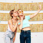 6 Pack 10 Feet Champagne Gold Foil Fringe Garland Metallic Tinsel Streamers Banner Wall Hanging Curtain Backdrop for Parade Floats, Birthday, Graduate, Mother's Day, Wedding Party Decoration