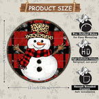Round Christmas Snowman Tin Sign Vintage Snowman Sign Rustic Wall Decor For Christmas Home Fireplace And Holiday Gatherings Retro Sign 12 * 12 in