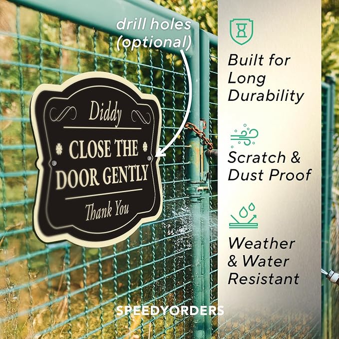 Custom Decorative Outdoor Metal Sign - Personalized Aluminum Driveway Sign, Waterproof, Made In USA - Design 3 Black Charcoal 24x18 In