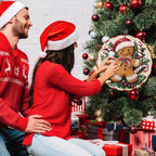 Round Christmas Metal Tin Sign Rustic Wall Decor Gingerbread Man Vintage Tin Sign Candy Canes Christmas Tin Sign for Home Garden Kitchen Bar Cafe Restaurant Garage Wall Decor 12 * 12 in