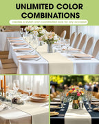Pureegg Ivory Plastic Table Runners - 10 Pack, 14'' x 108'', Water Resistant & Disposable Cream Centerpiece Decorations for Table Cloth, Wedding, Birthday, Holiday, Baby Shower, Beige Home Decor