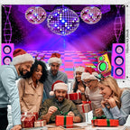 Dance Party Backdrop Retro 80s 90s Theme Stage Dance Ball Music Birthday Party Decoration DJ Photography Background 8 x 6 ft for Baby Shower Picture Photo Shoot Polyester Fabric, Red