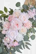 Pink Wedding Arch Flowers Set of 2 for Wedding Welcome Signs, Artificial Wedding Flowers for Wedding Ceremony Outside(Pink & Ivory)