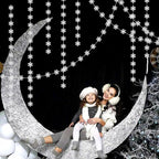 Snowflake-Snow Silver Christmas Party-Decoration Garland - 52ft Frozen Winter Wonderland Ornaments Hanging Paper Streamers,New Years Birthday Baby Shower Wedding Holiday Ceiling Decor Hugfond
