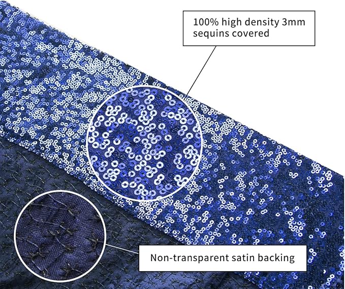 Poise3EHome Navy Blue Sequin Backdrop, 6Ft x 6Ft Glitter Satin Background Drapes for Weddings, Parties, Xmas, Thanksgiving Decor