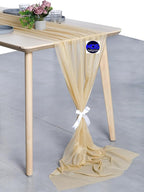 MDS 2 Pack 10ft Chiffon Table Runner 29 x 120 Inches Sheer Wedding Runner Romantic Rustic Table Runner for Wedding Decorations, Birthday Parties, Bridal Shower Party Arch Decor - Champagne Gold