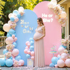 7.2FT 6FT Arch Backdrop Cover for Wedding, Set of 2 Stretchy Spandex Fitted Arch Stand Cover for Baby Shower, Birthday Party Decor, Chiara Backdrop Cover with Double-Sided Design(Pink, Blue)