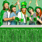 3 Pack 29 x108 Inch Green Foil Fringe Table Skirts Metallic Banner for Tinsel Streamer Garland Backdrop for Parade Floats Wedding Thanksgiving Birthday Christmas Halloween New Year Party Decoration