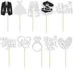 Gyufise 30Pcs She Said Yes Cupcake Toppers Glitter Diamond Ring I Do Love Cupcake Picks Miss to Mrs He Asked Bridal Shower Wedding Engagement Bachelorette Cake Decoration Silver