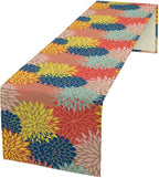 Dahlia Flowers Table Runner Colorful Floral Teal Grey Pink Yellow Blue Abstract Table Runner Kitchen Dining Party Decor Living Room, 13x60 Inch