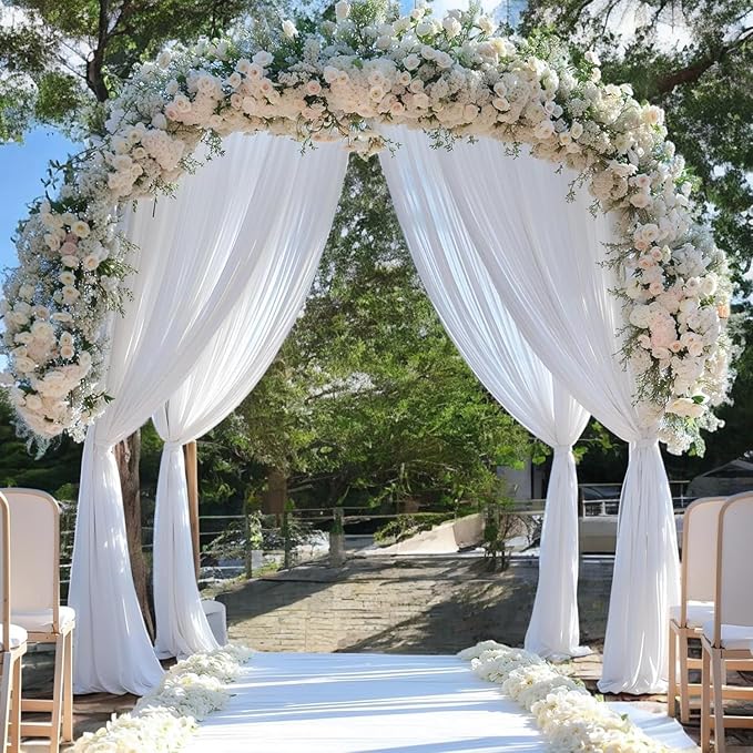 MDS Halloween Chiffon Draping Fabric - 2 Panel, 30" Wide x 100ft Long - Sheer Spooky Arbor & Canopy Drapery for Haunted House Backdrops, Party Ceilings, DIY Costumes & Themed Events - White