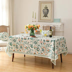 patdrea Designer Green Long Rectangle Table Cloth,Vintage Italian Floral Country Linen Breathable Tablecloth,Decor Cover for Kitchen Dining,Christmas,Tea Party,Thanksgiving,63"x102"-Tree Life