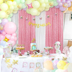 Blush Pink Sequin Backdrop 2 Panels 2FTx8FT Glitter Backdrop Curtain for Baby Shower Wedding Party Decorations