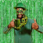10 Pack Green Backdrop Curtain 3.2ft x 8.2ft Metallic Tinsel Foil Fringe Curtains Photo Booth Background for Birthday Party Decoration Baby Shower Engagement Wedding Christmas Decoration (Green)