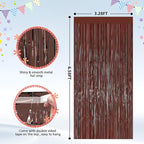 2PCS Coffee Foil Fringe Backdrop Curtains, Brown Tinsel Streamers Birthday Party Decorations, Fringe Backdrop for Graduation, Baby Shower, Gender Reveal, Disco Party Bachelorette Xmas Party Decors