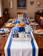 Hanukkah Decorations for Home, Chanukah Table Decor with Mason Jars, Hydrangea, Wood Tray, Hanukkah Gifts Table Centerpieces, 25 Pcs Chanukah Decorations Indoor for Living Room Bedroom