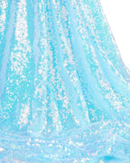 Glitter Blue Tablecloth 50x80 Inch Iridescent for Anniversary Birthday Baptism Mermaid Ocean Theme