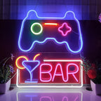 JYWJ BAR Neon Sign,USB Interface With Switch,Decorations For Bedroom,Bars,Commercial Venues,And Various Holiday Parties BAR Neon Light (Pink+White)