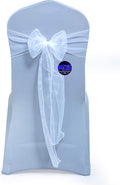 MDS Pack of 250 PCS Organza Chair Sashes Wider Dining Chair Bows Ribbon Tie Back for Wedding Party Birthday Bridal Shower Reception Event Banquet Home Chair Cover Decoration - White
