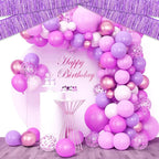4 Pack 10 Feet Light Purple Foil Fringe Garland Metallic Tinsel Streamers Banner Wall Hanging Curtain Backdrop for Parade Floats, Wedding, Graduate, Mother's Day, Birthday Party Decoration