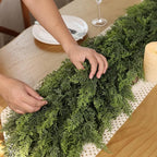 Christmas Cedar Garland - 6ft Artificial Cedar Garland Faux Lush Green Fake Pine Needles for Fireplace,Table,Window,Stairs,Mante,Holiday Indoor Outdoor Xmas Decor(2PCS)