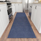 Ottomanson 2' x 14' Ultra-Thin Hallway Runner Rug - Durable Non-Slip Carpet for High-Traffic Areas - Fits Under Doors for Seamless Entry - Ideal for Kitchen, Entryway, Bedroom & Living Room, Navy