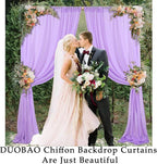 DUOBAO Lavender Wedding Backdrop Curtain Panels Photography Backdrops Drape 2-Pack 58"x96" Light Purple Sheer Chiffon Drapes for Ceremony Living Room Window Decor