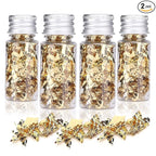 Edible Gold Leaf, Gold Leaf Cake Decoration Gold Flakes Food Gold Foil Decoration Baking Gold Foil Decor Chocolates Decor Gold Leaf Sheets for Cooking Dessert Decoration Crafts Makeup (4Pcs)
