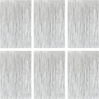 Silver Foil Fringe Curtain 3.3×8.3FT 6 Packs, Metallic Tinsel Curtains Party Streamers for Birthday Graduation Baby Shower Decoration (6pcs,3.3FT×8.3FT, Silver)