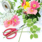 Veemoon 30pcs Floral Wire Stem with Leaves Artificial Plastic Rose Floral Wire Stems DIY Craft Bouquet Making Floral Arrangement Tools for Wedding Bouquet Centerpiece Home Decor