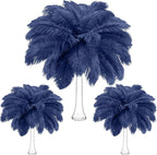 Maitys 90 Pcs Large Natural Ostrich Feathers Bulk 14-16 Inch (35-40cm) 12-14 Inch (30-35cm) 10-12 Inch (25-30cm) Ostrich Feathers Plumes for Centerpieces Wedding (Navy Blue)