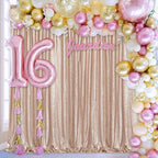 7ft x 7ft Champagne Sequin Backdrop Curtain Glitter Photo Booth Backdrop for Wedding Birthday Baby Shower Event Decorations