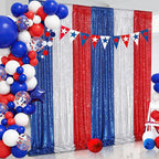 Red Sequin Backdrop 4 Panels 2FTx8FT Christmas Party Backdrop Curtains Photo Background Drapes Glitter Birthday Bridal Backdrop Drapes