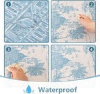 MYSKY HOME Linen Vintage Rectangle Tablecloth 60x84 Inches, Blue Castle Print Table Cloth for Dining Table I Tabletop I Parties/Outdoor I Spring/Summer Waterproof Fabric Farmhouse Tablecloth
