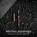 Wordsworth & Black Primori Fountain Pen Set [Red Gold]; Medium Nib, Gift Case, 24 Ink Cartridges, Refill Converter, Manual; Journaling, Calligraphy, Smooth Writing Pens; Left and Right Handed