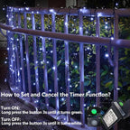 YEGUO 66ft 200 LED Christmas Lights Outdoor Waterproof, White Christmas Tree Light Indoor, Green Wire Twinkle String Light Plug in with Timer Memory 8 Modes
